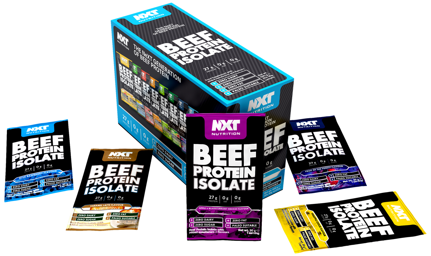 NXT Beef Isolate Sachet Mixed Sample Box (20 x 30g)