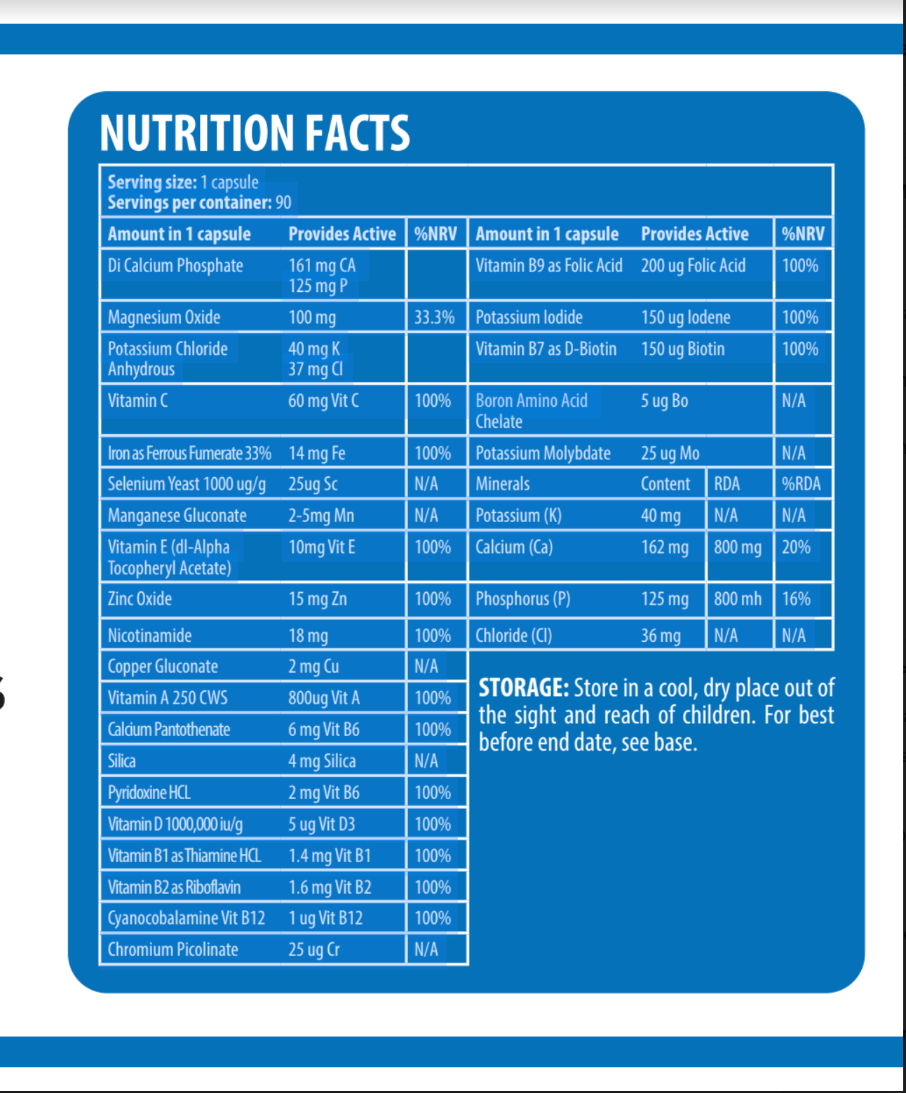 Blu Nutrition Essential Vitamins 90 caps